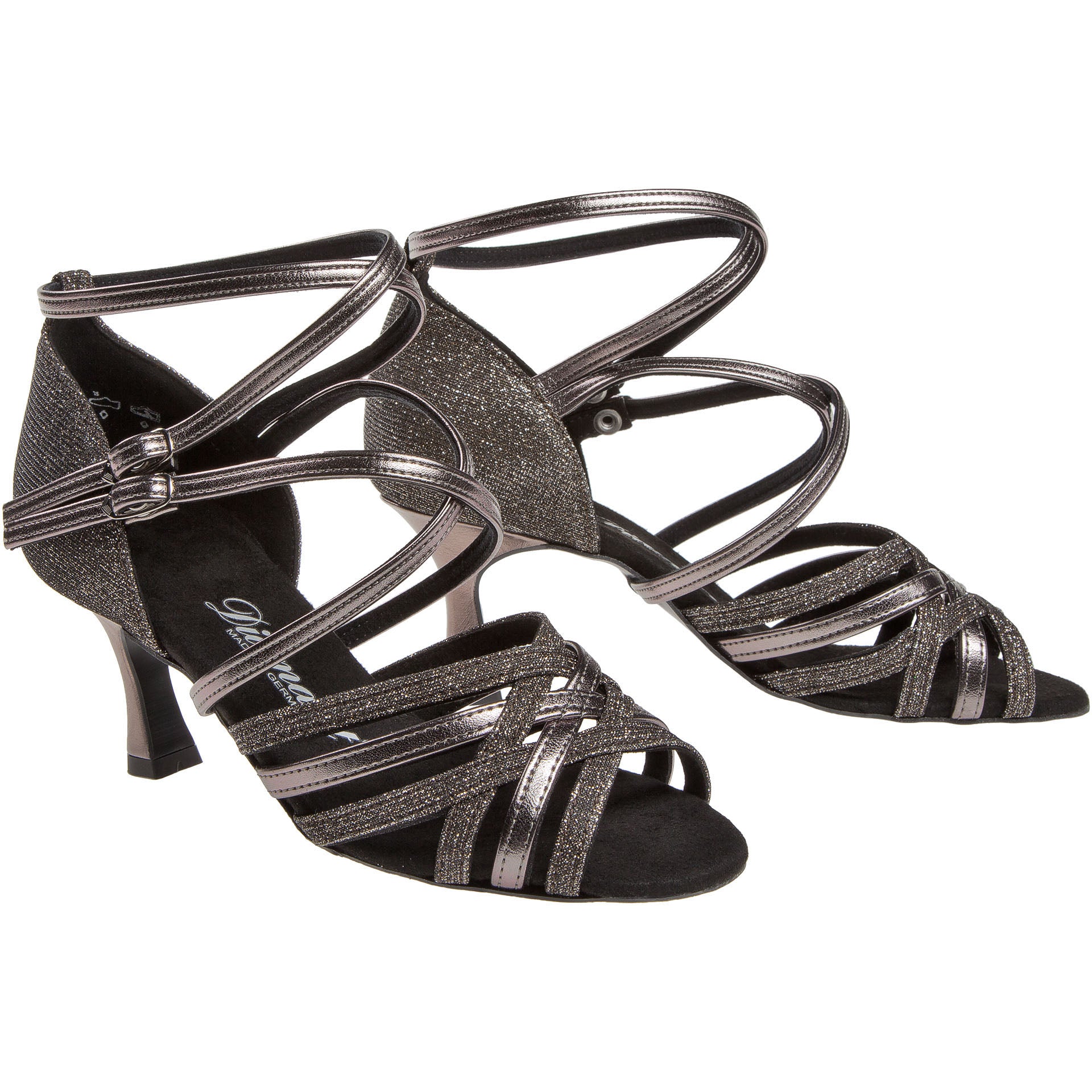 Die Diamant 108 Tanzschuhe in Anthrazit haben ein Riemchen-Glitzer-Design, ideal für den Abend.